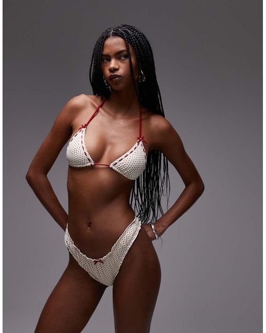 Frankie's Bikinis White X Bella Hadid Polka Dot High Rise Bikini Bottom