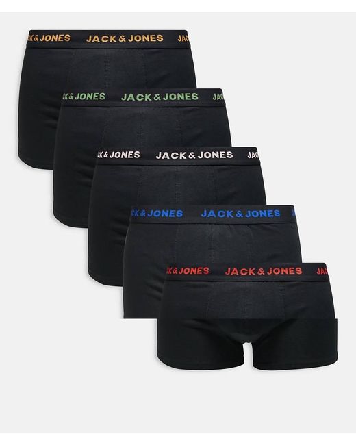 Jack & Jones Black 5 Pack Trunks for men