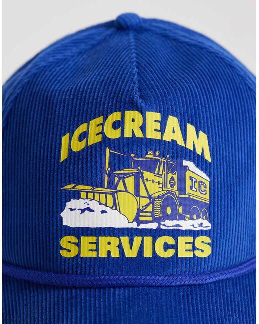 ICECREAM Blue Services Logo Cord Trucker Cap