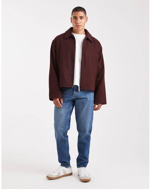 ASOS Harrington Jack Met Wollook in het Purple voor heren
