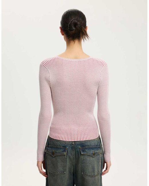 Cotton On Pink Two Tone Rib Keyhole Knit