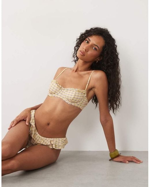 ASOS Brown Imogen Check Underwire Bikini Top