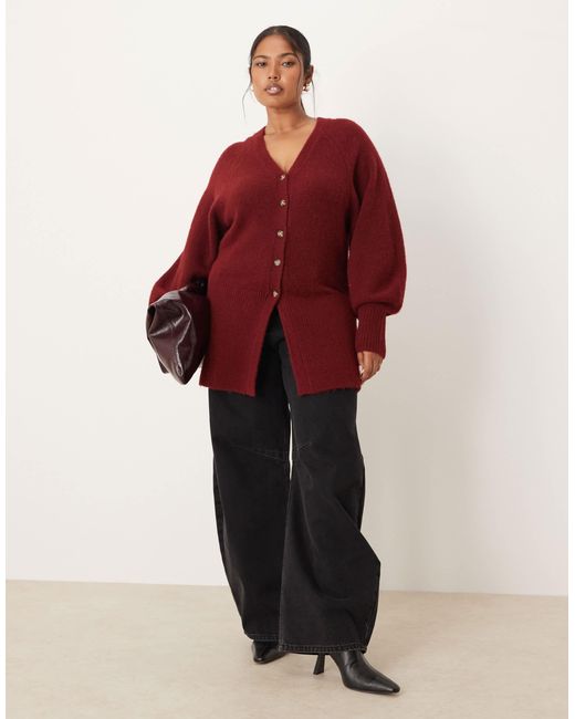 ASOS Red Asos design curve – longline-strickjacke aus flauschigem garn