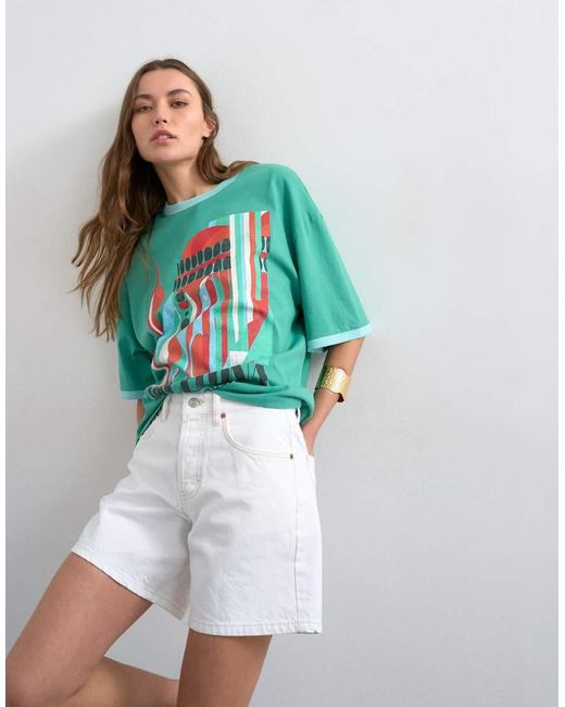 TOPSHOP White Denim Editor Shorts