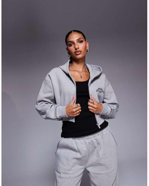 Good For Nothing Gray Cropped Zip Through Hoodie