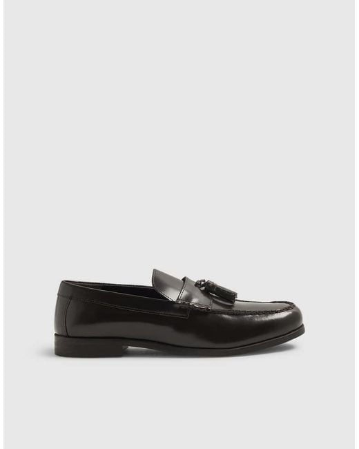 River Island White Leather Tassel Loafers for men