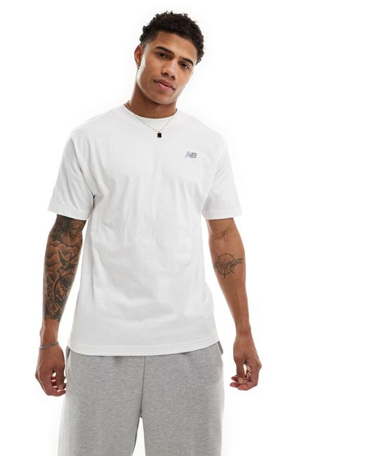 Camiseta blanca con logo pequeño New Balance de hombre de color White