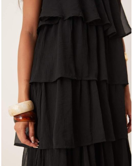 Vestito Lungo Con Spalline Sottili E Volant di Vila in Black