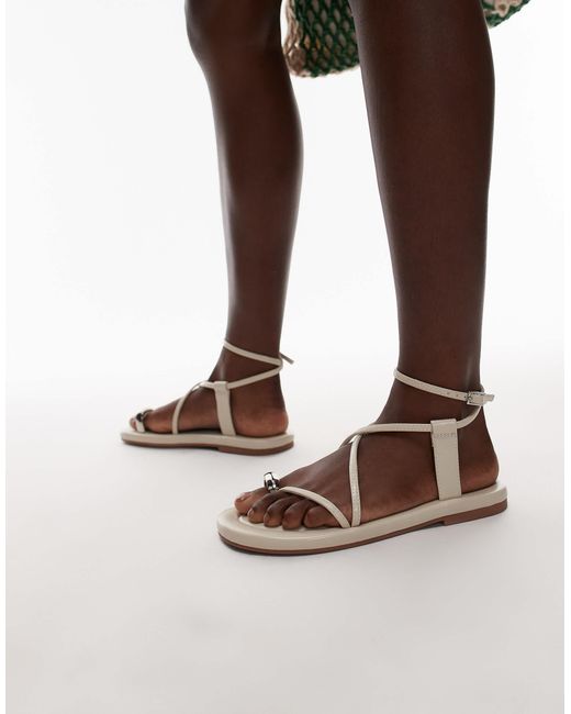 TOPSHOP Brown Jerry Flat Sandal With Metal Detail