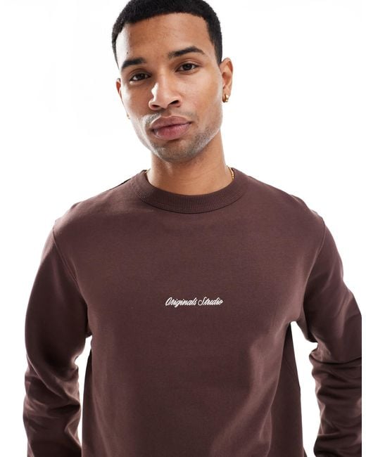 Jack & Jones Purple Oversized Sweatshirt With Embroidered Logo for men