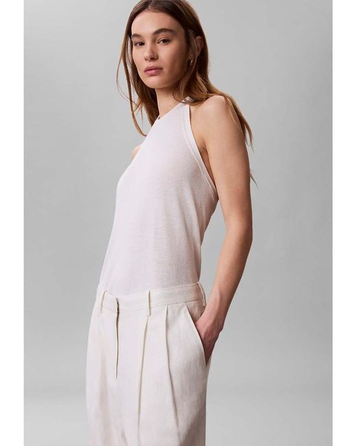 Calvin Klein Gray Linen Blend Wide Leg Trousers