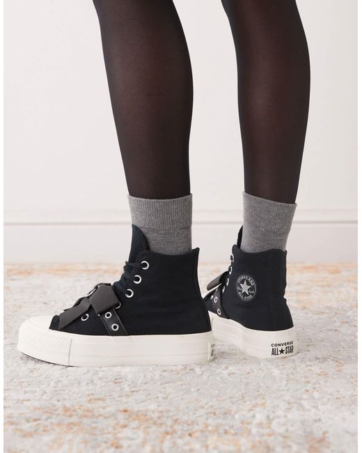 Chuck taylor all star lift hi - baskets montantes à plateforme avec nœuds Converse en coloris Black