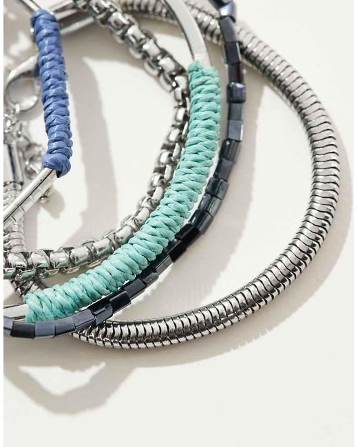 Confezione Da 5 Bracciali Da Festival Misti Rigidi E Con Perline Multicolore di ASOS in Natural da Uomo