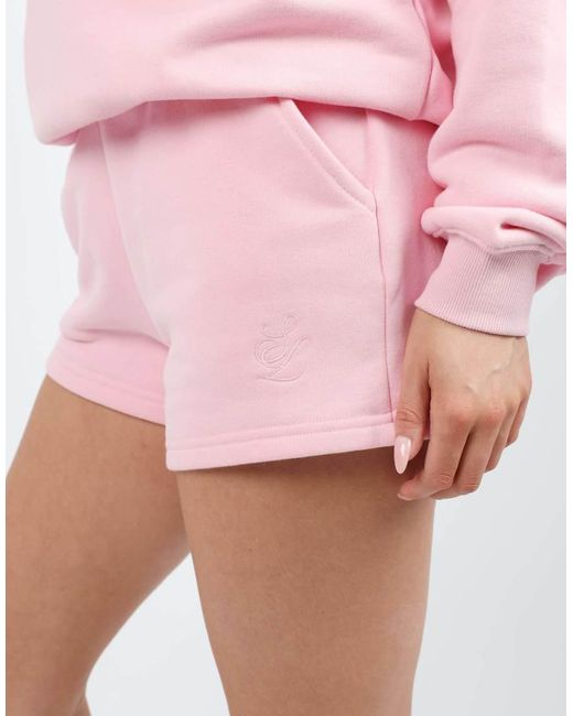 SIMMI Pink Embroidered Logo Jersey Shorts