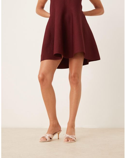 Glamorous Natural Heeled Mule Sandals