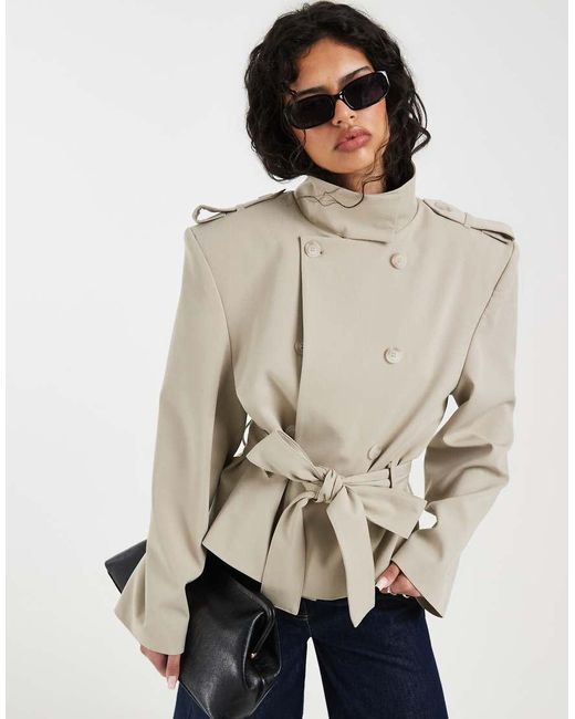 ASOS Natural Extreme Shoulder Crop Trench