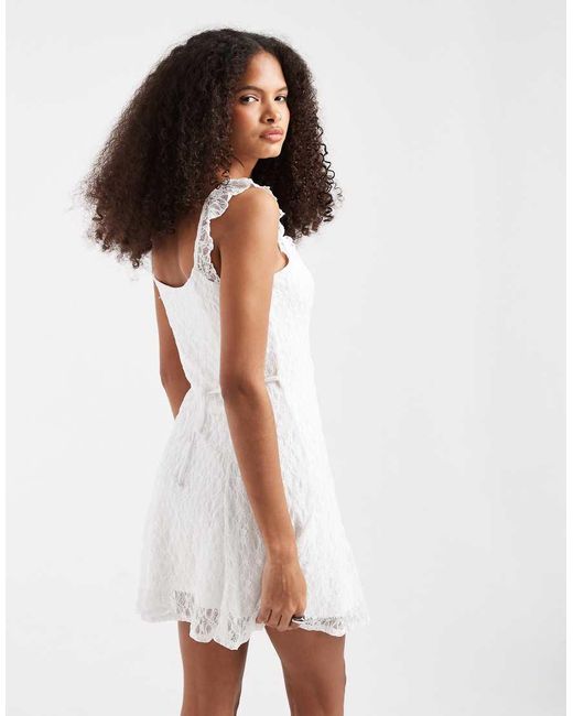 Hollister White Lace Tie Front Floaty Mini Dress