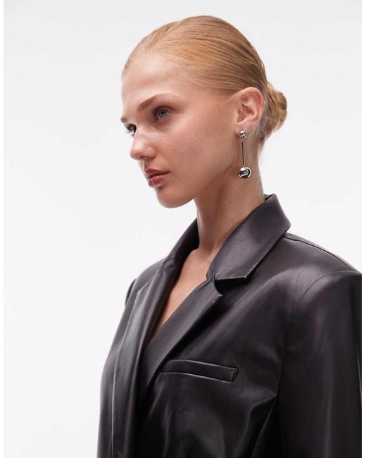 ASOS Brown Tailored Relaxed Faux Leather Blazer