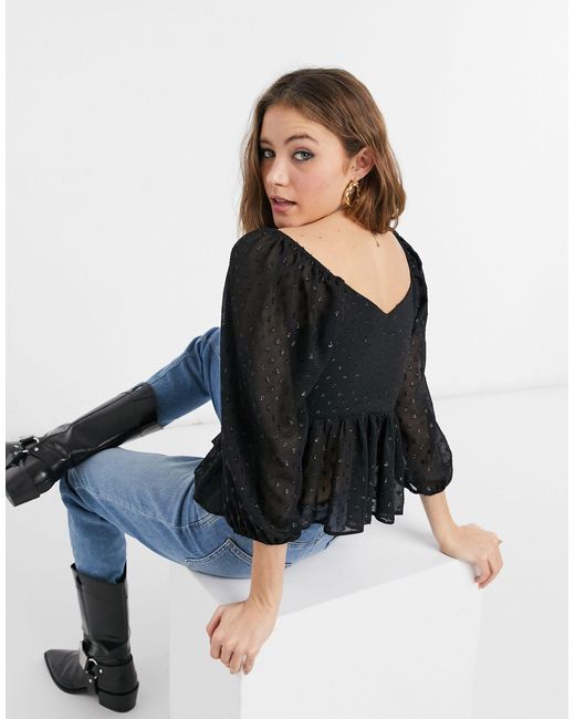 Black dobby blouse Clearance