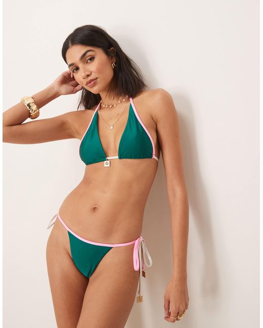Kulani Kinis Blue Siren Song Thong Tie Side Bikini Bottom