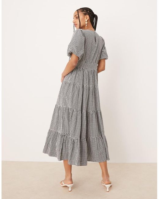 Nobody's Child Gray Ricky Puff Sleeve Midi Dress