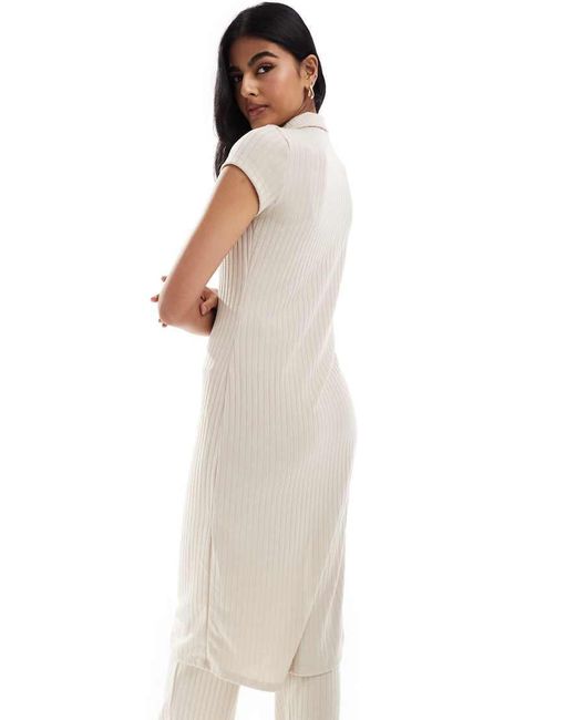 Vero Moda White Longline Ribbed Cardigan