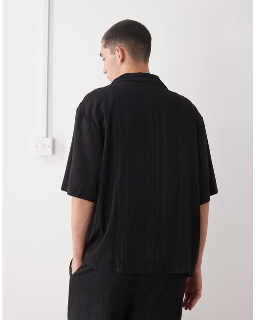 Collusion – strukturiertes hemd aus webstoff in Black für Herren