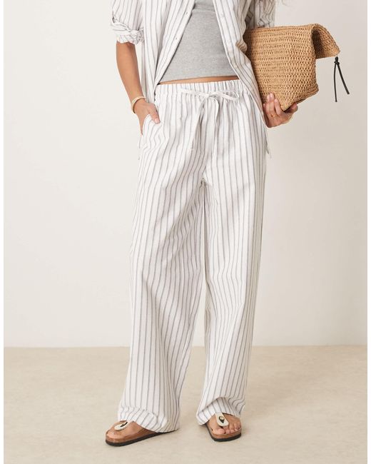 ASOS Natural – hose zum reinschlüpfen aus leinenimitat mit streifen