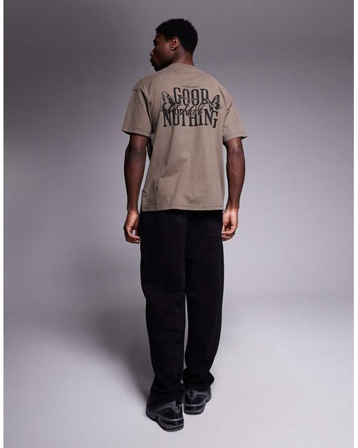 Good For Nothing Brown T-shirt With Back Print for men