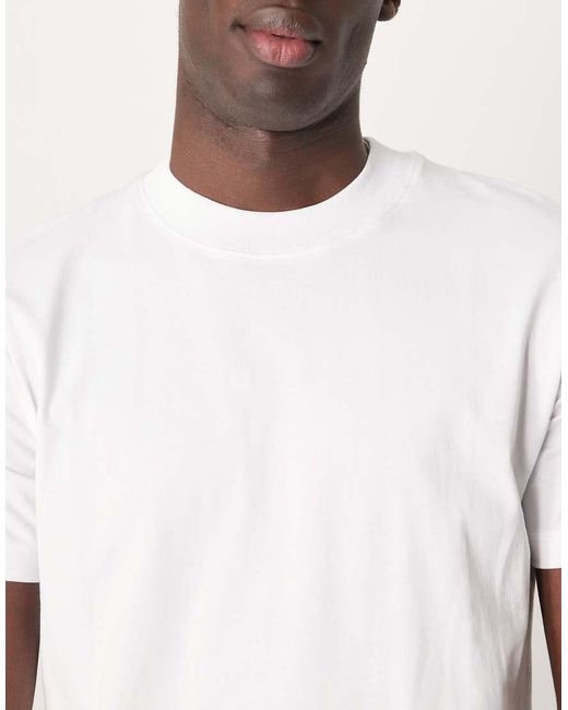 SELECTED White 100% Cotton Heavyweight Oversized T-shirt for men