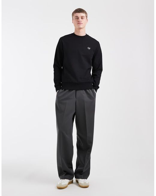 Fred Perry Black Crew Neck Sweat for men