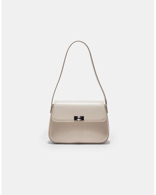 Stradivarius White Shoulder Bag With Flap