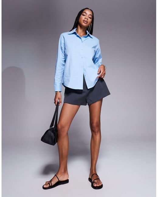 ASOS Blue Tie Back Shirt With Shoulder Pads