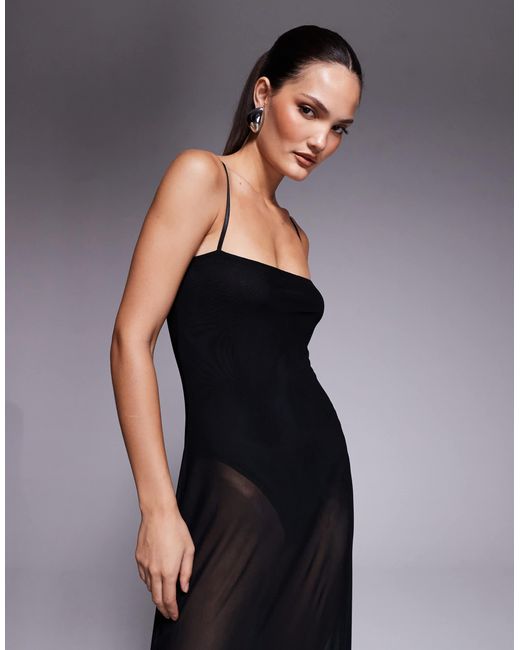 knee length dresses for ladies See-through Mesh Sexy Slim Fit Bikini Cover Up Dress – GTHIC main image 1