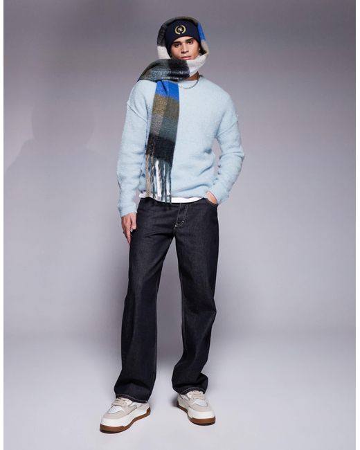 ASOS – locker geschnittener, strukturierter strickpullover in Blue für Herren
