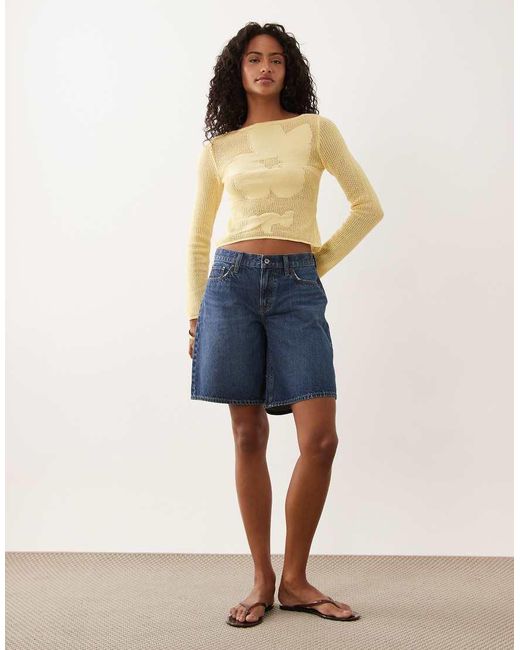 ASOS White Fine Knit Floral Top