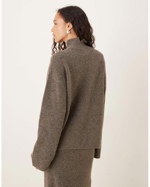 ASOS Brown Longline Jumper With Funnel Neck