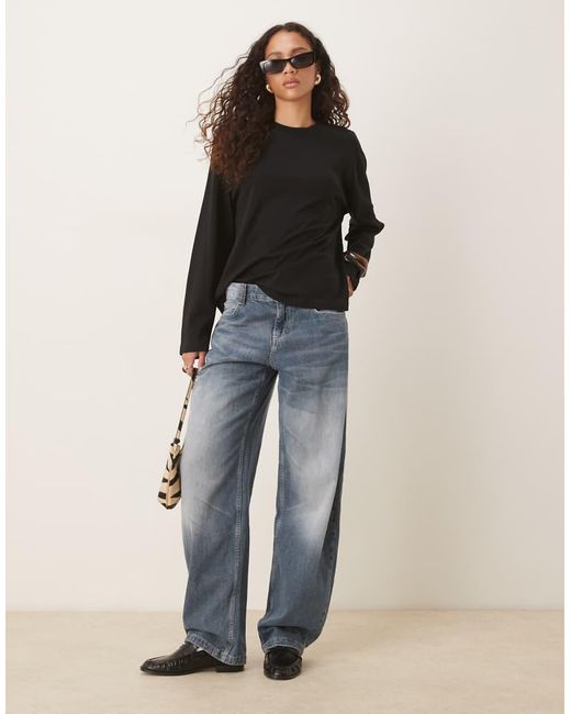 Gina Tricot Black Long Sleeve Relaxed Fit T-shirt