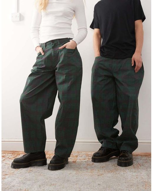 Reclaimed Vintage Green Unisex baggy Barrel Leg Trouser