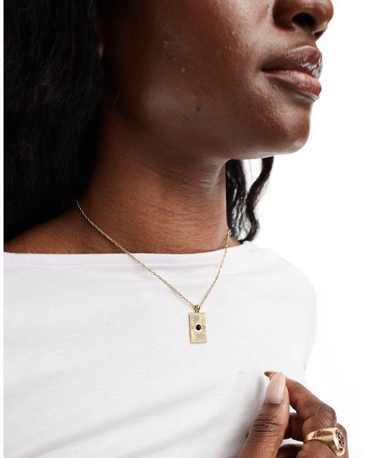 ASOS Brown 14k Plated Necklace With Square Textured Pendant