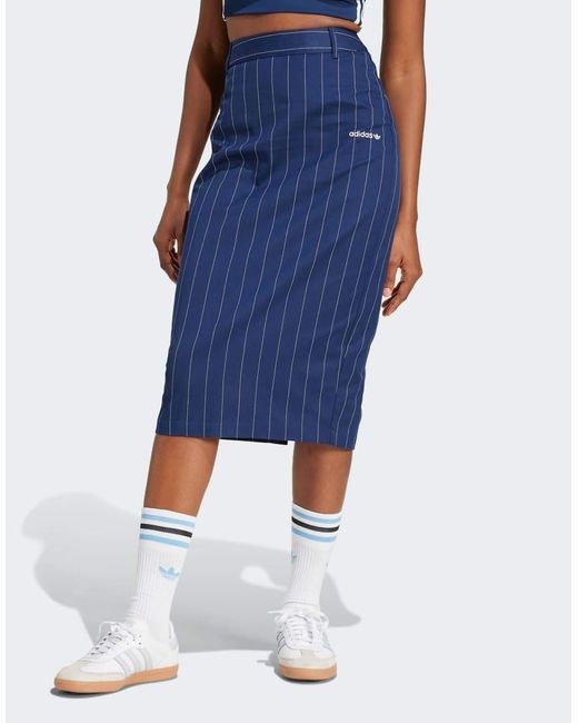 Adidas Blue Pinstripe Pencil Skirt