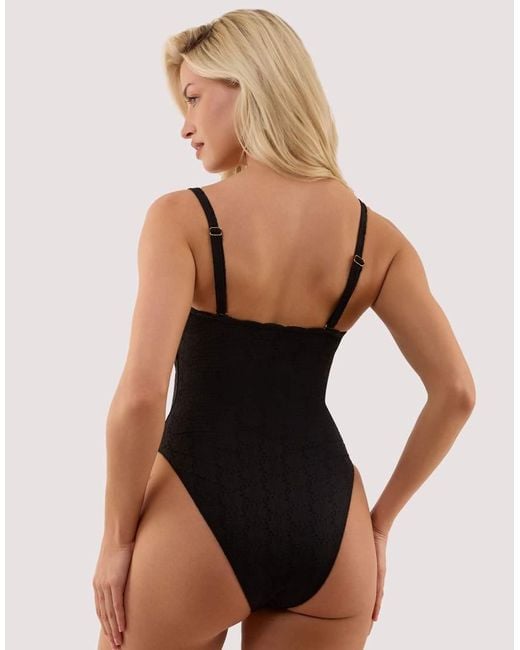 Peek & Beau Black Nikki Broderie Scallop Bandeau Swimsuit