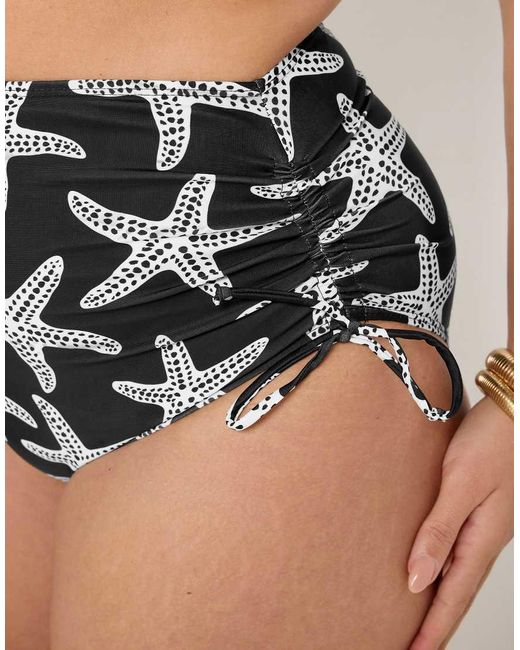 Yours Clothing Black Starfish Tummy Control Bikini Briefs