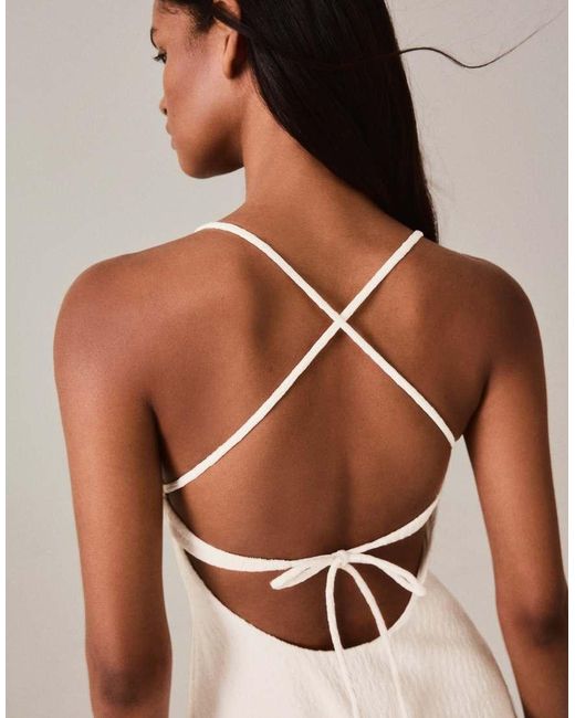 Bershka Natural Shimmery Rustic Mini Dress