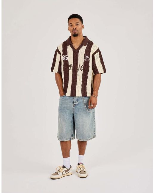 CERNUCCI Brown Knitted Striped Football Top for men
