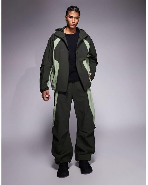 Nike Gray Tech Woven Oversized Full Zip Hoodie for men