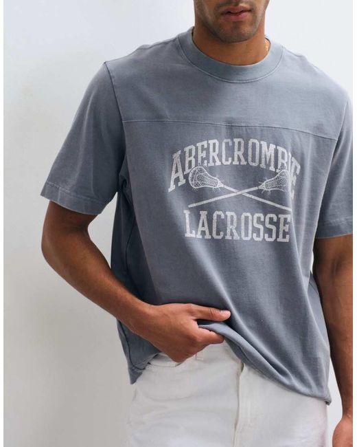 Abercrombie & Fitch Blue Collegiate Graphic Heavyweight T-shirt for men