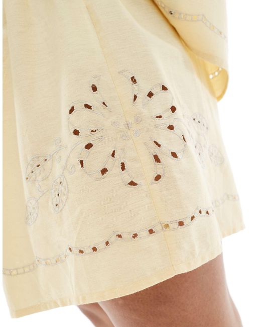 ASOS Natural Asos Design Curve Broderie Detail Shorts
