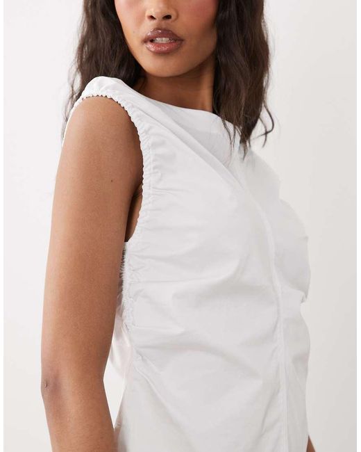 ARKET White Ruched Off Shoulder Top