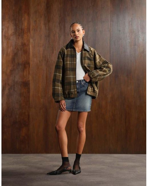 ASOS Brown Formal Bomber Jacket With Leather Look Collar